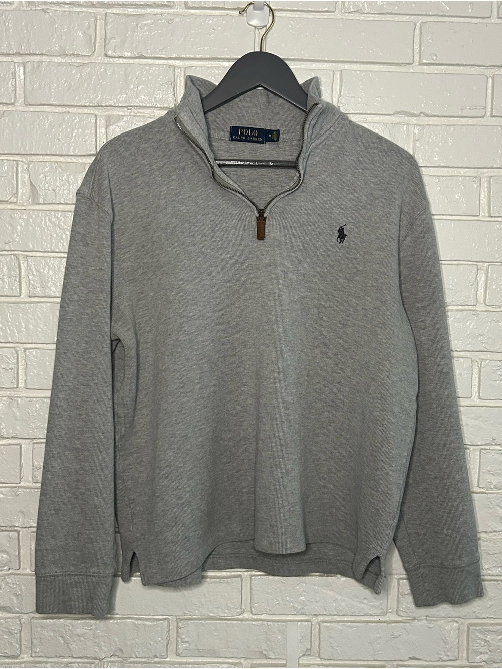 Polo Ralph Lauren Grey Quarter-Zip Pullover Medium